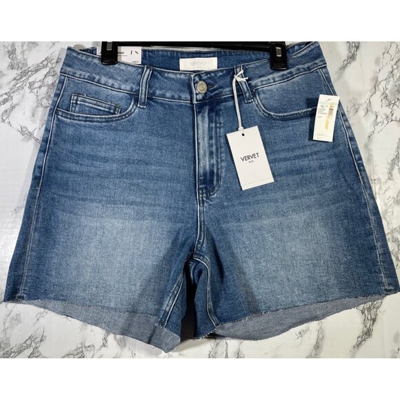Vervet Blue Womens Size 14W Cortney Stretch Mom Shorts - Picture 1 of 8